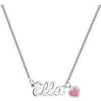 The Love Silver Collection Sterling Silver Name Necklace With Pink Enamel Heart Charm