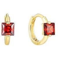 Seol + Gold Tiny Garnet Cz Square Hoops