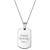 The Love Silver Collection Personalised Tag Pendant With Curb Chain