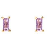 The Love Silver Collection Baguette Crystal Ball Back Stud - Lilac