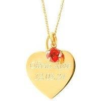 The Love Silver Collection 18Ct Gold Plated Sterling Silver Personalised Heart Pendant With Birthstone Charm