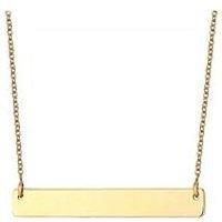 The Love Silver Collection 18Ct Gold Plated Positive Bar Necklace