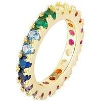 18ct gold plated sterling silver Rainbow CZ  Eternity Ring