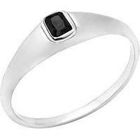 Sterling Silver Black CZ Square Ring