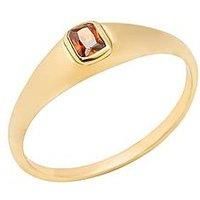 18ct Gold Plated Sterling Silver Garnet CZ Square Ring