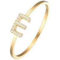 The Love Collection 18Ct Gold Plated Sterling Silver Sparkling Vertical Cz Letter Ring