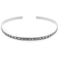 The Love Silver Collection Sterling Silver Oxidised Detail Adjustable Bangle