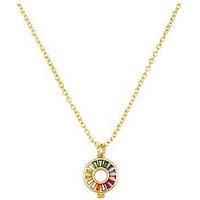 The Love Silver Collection Gold Plated Rainbow Crystal Circle Charm Necklace