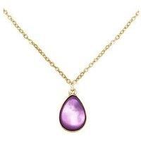 The Love Silver Collection Gold Plated Amethyst Charm Necklace