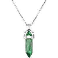 The Love Silver Collection Malachite Silver Plated Crystal Drop Charm Necklace