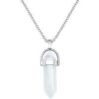 The Love Silver Collection Quartz Silver Plated Crystal Drop Charm Necklace