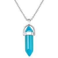 The Love Silver Collection Aquamarine Silver Plated Crystal Drop Charm Necklace