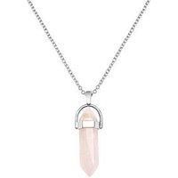 The Love Silver Collection Rose Quartz Silver Plated Crystal Drop Charm Necklace