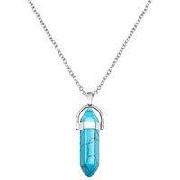 The Love Silver Collection Turquoise Silver Plated Crystal Drop Charm Necklace