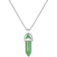 The Love Silver Collection Emerald Silver Plated Crystal Drop Charm Necklace