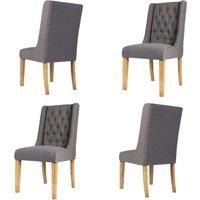 Set of 4 Cannes Button Back Kitchen Furniture Dining Room Chair - Charcoal