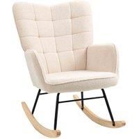 HOMCOM Wingback Rocking Chair for Nursing, Berber Fleece Nursery Glider Rocker, Modern Armchair for Living Room, Beige