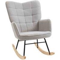 HOMCOM Wingback Rocking Chair for Nursing, Berber Fleece Nursery Glider Rocker, Modern Armchair for Living Room, Dark Grey