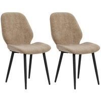 HOMCOM Velvet Dining Chairs, Set of 2 Dining Room Chairs with Metal Legs for Living Room, Dining Room, Light Brown