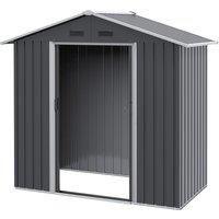 Outsunny 6.5x3.5ft Metal Garden Storage Shed for Outdoor Tool Storage with Double Sliding Doors and 4 Vents, Dark Grey