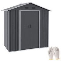 Outsunny 6.5x3.5ft Metal Garden Shed for Garden and Outdoor Storage, Dark Grey