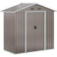 Outsunny 6.5ft x 3.5ft Metal Garden Storage Shed for Outdoor Tool Storage with Double Sliding Doors and 4 Vents, Grey