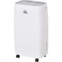 HOMCOM 12L/Day Portable Dehumidifier for Home w/ 24H Timer, Humidity Display, 2 Speed Modes, 2500ml Electric Air Dehumidifier w/ Four Wheels, White