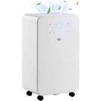 HOMCOM 2000mL Portable Dehumidifier with Air Purifier, 24H Timer, 5 Modes, 12L/Day, for Home Laundry, White