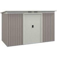 Outsunny Corrugated Garden Metal Storage Shed Outdoor Equipment Tool Box with Kit Ventilation Doors 9x 4FT Light Grey