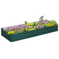 Outsunny Galvanised Raised Garden Bed Metal Planter Box with Open Bottom, Green