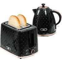 HOMCOM Kettle and Toaster Set, 1.7L 3000W Fast Boil Kettle with Auto Shut Off, 2 Slice Toaster with 7 Level Browning Controls and Crumb Tray, Black