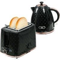 HOMCOM 1.7L 3000W Fast Boil Kettle & 2 Slice Toaster Set, Kettle and Toaster Set with Auto Shut Off, Browning Controls, Black