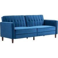 HOMCOM Modern Convertible Sofa Futon Velvet-Touch Tufted Couch Compact Loveseat with Adjustable Split Back, Blue