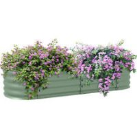 Outsunny Galvanised Raised Garden Bed Planter Box with Safety Edging, Green