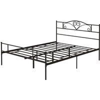 HOMCOM King Size Bed Frame, 5ft4 Metal Bed Base with Headboard and Footboard, 31cm Underneath Storage Space for Bedroom