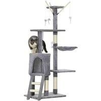 PawHut Cat Tree/Activity Centre Scratching Post w/ Toys Grey