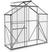 Outsunny 6 x 2.5ft Polycarbonate Greenhouse Aluminium Green House, Dark Grey