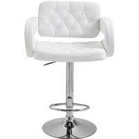 HOMCOM PU Leather Upholstered Swivel Bar Stool, Height Adjustable Barstool with Back, Armrest, Footrest for Kitchen