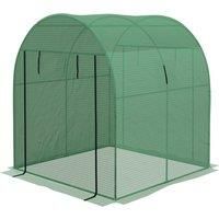 Outsunny Polytunnel Greenhouse Walk-in Grow House with UV-resistant PE Cover, Doors and Mesh Windows, 1.8 x 1.8 x 2m, Green