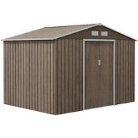 Outsunny Garden Shed Storage Unit w/Locking Door Floor Foundation Vent Brown