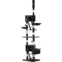 PawHut Floor to Ceiling Cat Tree for Indoor Cats 240-260cm Adjustable Height Dark Grey