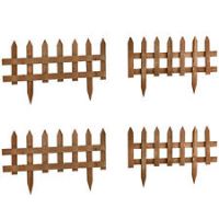 Outsunny Pack of 24 Wooden Plant Border Fence Garden Fixed Picket Fence Brown