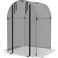 Outsunny Galvanised Steel Fruit Cage, Plant Protection Tent with Zipped Door, 1.2 x 1.2 x 1.9m, Black