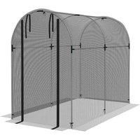 Outsunny Galvanised Steel Fruit Cage, Plant Protection Tent with Zipped Door, 1.2 x 2.4 x 1.9m, Black