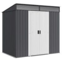 Outsunny 6.5x4FT Garden Shed w/ Foundation Lockable Metal Tool Shed Grey