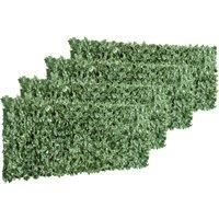 Set of 4 Artificial Leaf Hedge Screen Garden Fence Panel Dark Green 2.4x1 m