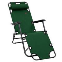 Outsunny 2 in 1 Outdoor Folding Sun Lounger w/ Adjustable Back and Pillow Green