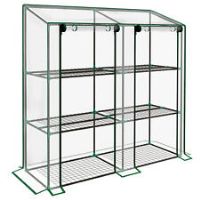 Outsunny Mini Green House with 3 Tier Shelves, 151H x 143W x 46Dcm, Clear