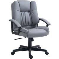 HOMCOM Vinsetto Faux Leather Computer Desk Chair Executive Chair - Light Grey