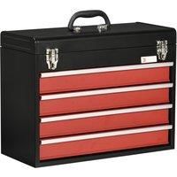 DURHAND 4 Drawer Tool Chest, Lockable Metal Tool Box with Ball Bearing Runners, Portable Toolbox, 510mm x 220mm x 395mm